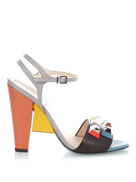 fendi embellished strap sandals|fendi block heel sandals.